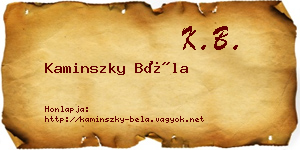 Kaminszky Béla névjegykártya