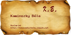 Kaminszky Béla névjegykártya